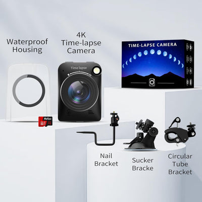 [2025 Aktualisierte Version] 4K Zeitraffer Kamera für Bauarbeiten im Freien, Wetter und Pflanzen, IP66 wasserdichte Zeitrafferkamera mit Verlängerter Batterielebensdauer, 32GB TF-Karte Enthalten