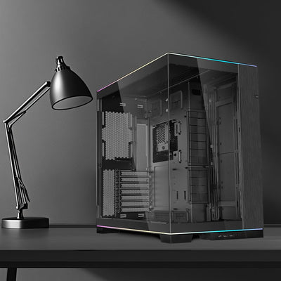 Lian Li O11D EVO RGB Gaming PC Gehäuse ATX Schwarz - Midi Tower PC Gehäuse mit RGB-Beleuchtung, Grafikkarten bis 455 mm, bis zu 420 mm Radiatoren, Black PC Case Stahl, Aluminium, Gehärtetes Glas