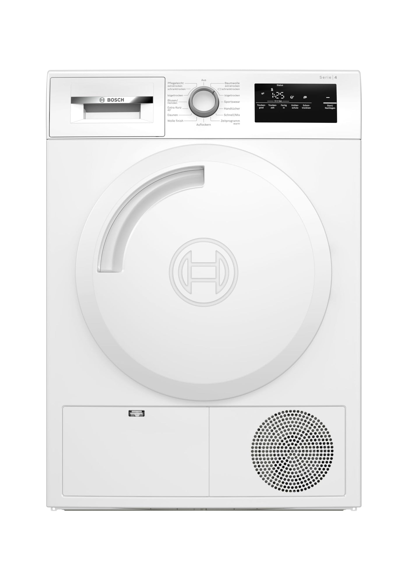 Bosch WTH83V03, Wärmepumpentrockner 7 kg, Serie 4, optimaler Trocknungsgrad dank AutoDry, Nachlegefunktion, TouchControl-Tasten, Umweltfreundliches Kältemittel, EasyClean Filter, Weiß