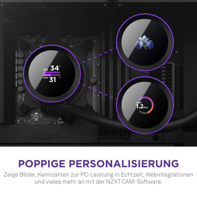 NZXT Kraken 240 - RL-KN240-B1-240mm AIO CPU Wasserkühlung - 1,54" LCD Display 240x240-2x120mm PWM Fans - EIN Breakoutkabel zur einfachen Installation - Schwarz