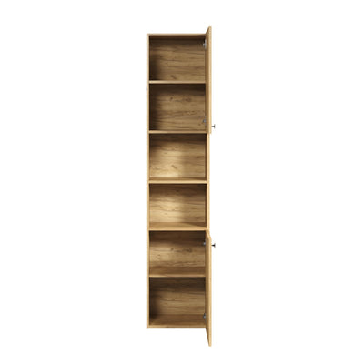 trendteam smart living - Hochschrank Schrank - Badezimmer - PureBliss - Aufbaumaß (BxHxT) 40 x 186 x 31 cm - Farbe Evoke Eiche mit schwarzen Rillen - 233710142