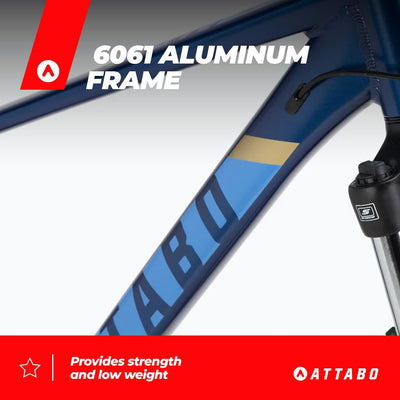 ATTABO Herrenfahrrad Alpe 3.0 mit Aluminiumrahmen 21" Ergonomischer Lenker Hydraulische Scheibenbremsen Blau Mountainbike mit 29" Rädern mit Zubehör Verstellbarer Sattel 24-Gang Schaltung
