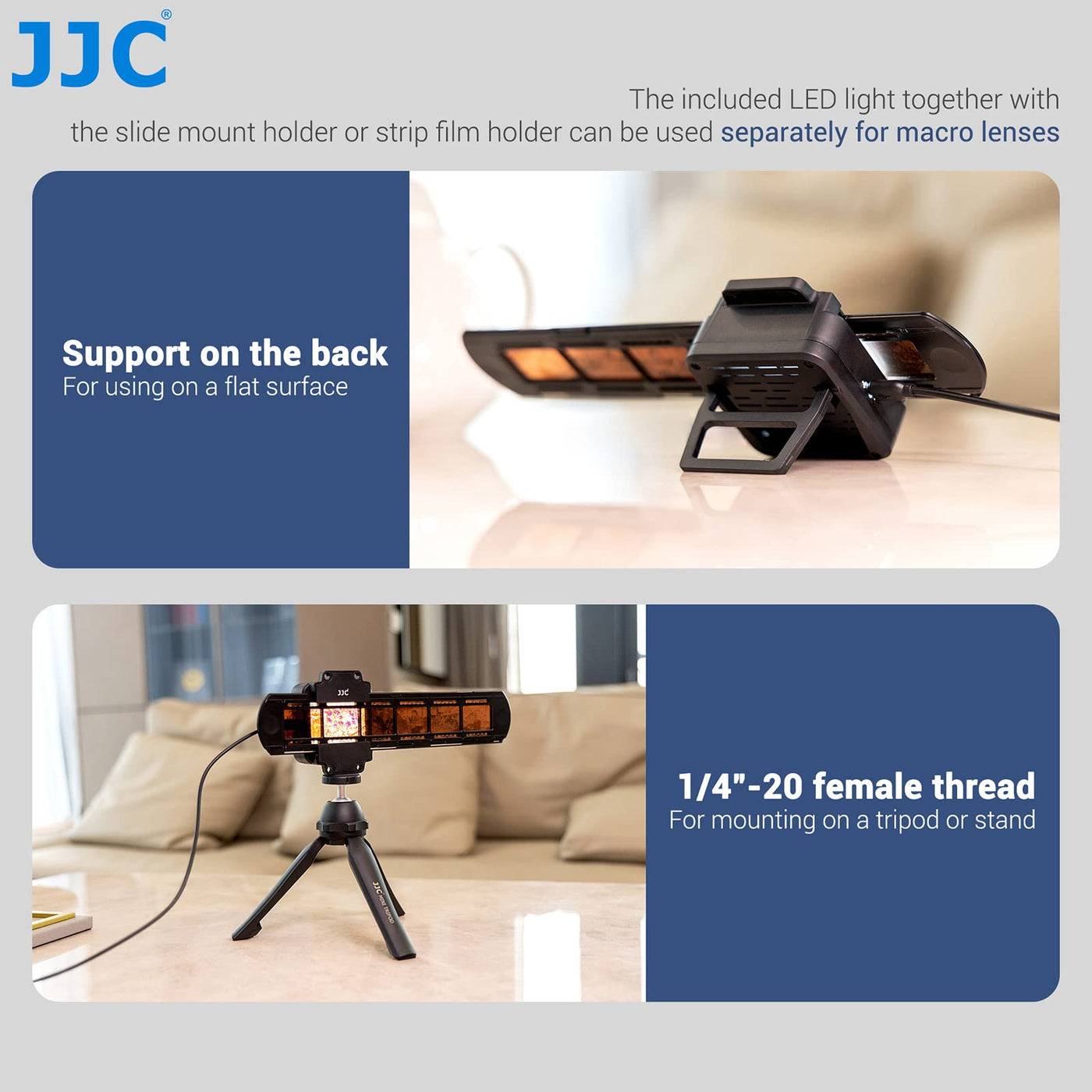 JJC 35mm Film Negativ Scanner, Film Digitalisierungsadapter Mit LED Beleuchtungsset, Dia und Filmhalter Zum Kopieren von Negativfilmen, Zubehör für Film und Dia Scanner