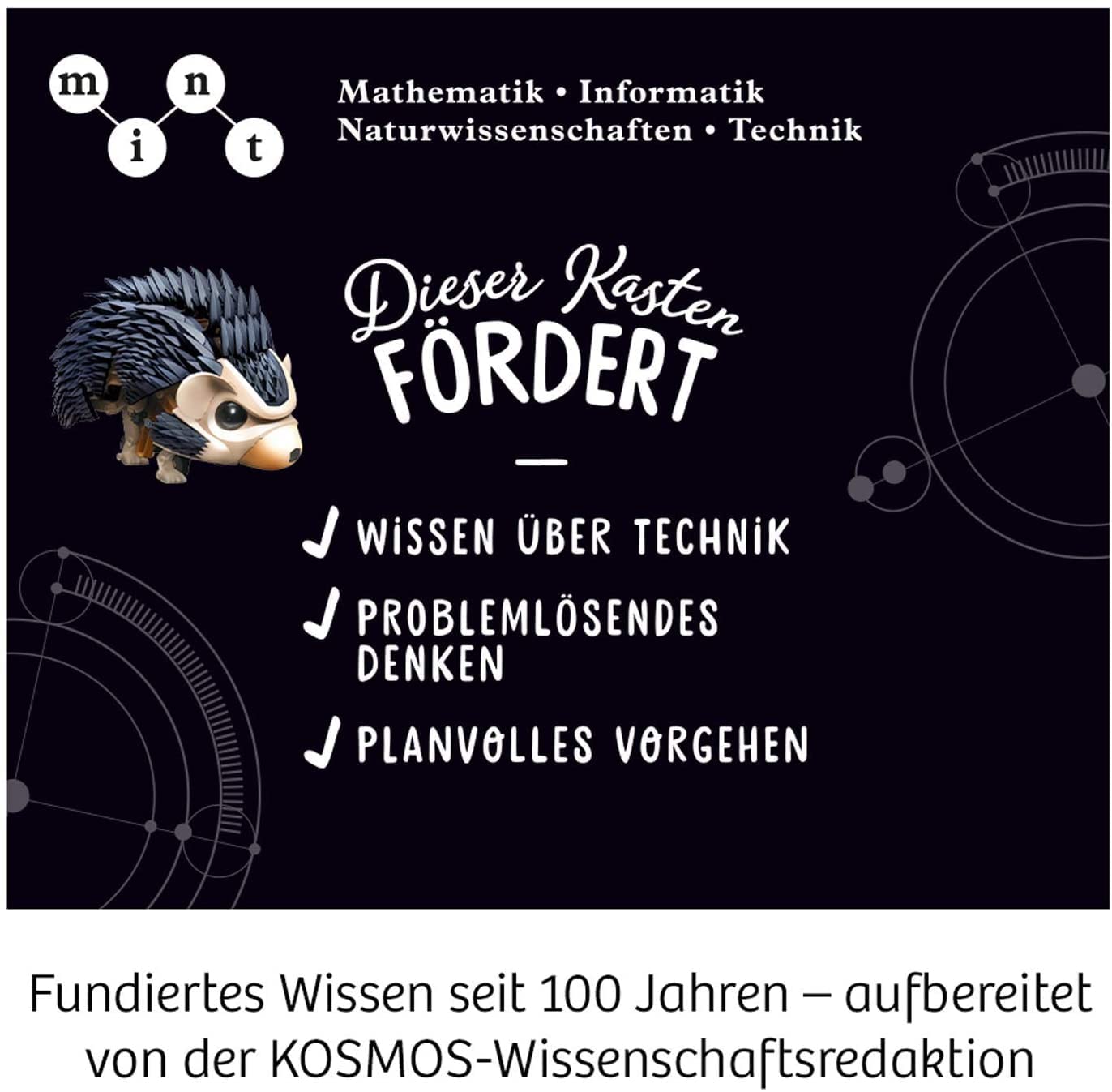 Kosmos 620066 Nuna - Dein Igel-Roboter, Roboter-Bausatz, Rückwärtsrollen durch klatschen, laufen, Stacheln aufstellen, Spielzeug für Kinder, Bionik-Modell, Experimentierkasten ab 8-12 Jahre, Mittel