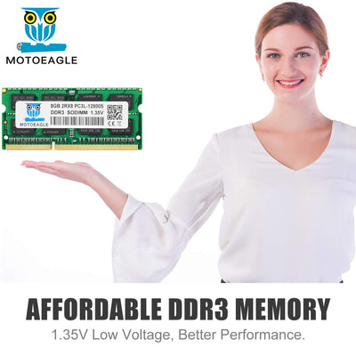 Motoeagle DDR3L 1600 MHz SODIMM 16GB Kit (2x8GB) PC3 PC3L 12800S 8GB 204-Pin Unbuffered Non-ECC 1.35V CL11 2Rx8 Dual Rank Notizbuch Arbeitsspeicher