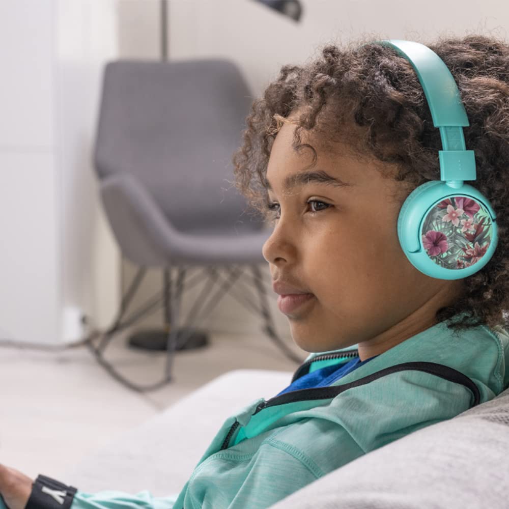 Brandneu und „Made for Amazon“: Bluetooth-Kinderkopfhörer BuddyPhones PopTime Pro mit Lautstärkebegrenzung und Bügelmikrofon (Alter: 3-12 Jahre), Blaugrün
