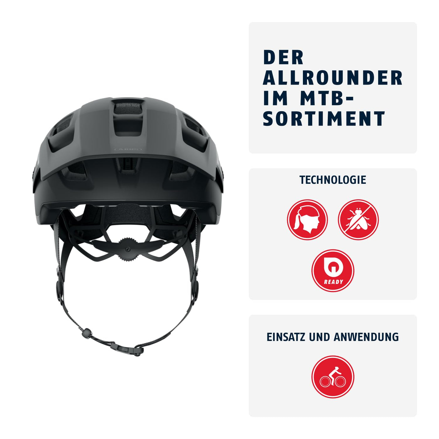 ABUS MTB-Helm MoDrop - robuster Fahrradhelm mit guter Belüftung für Mountainbiker - individuelle Passform - für Damen und Herren - Schwarz Matt, M
