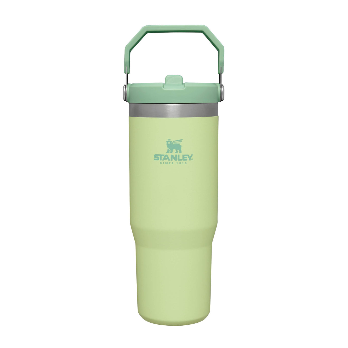 Stanley IceFlow Flip Straw Trinkflasche mit Strohhalm 0.89L - Thermosflasche Hält 12+ Stunden Kalt - Auslaufsicher - Trinkflasche Sport - Wasserflasche BPA Frei - Spülmaschinenfest - Citron