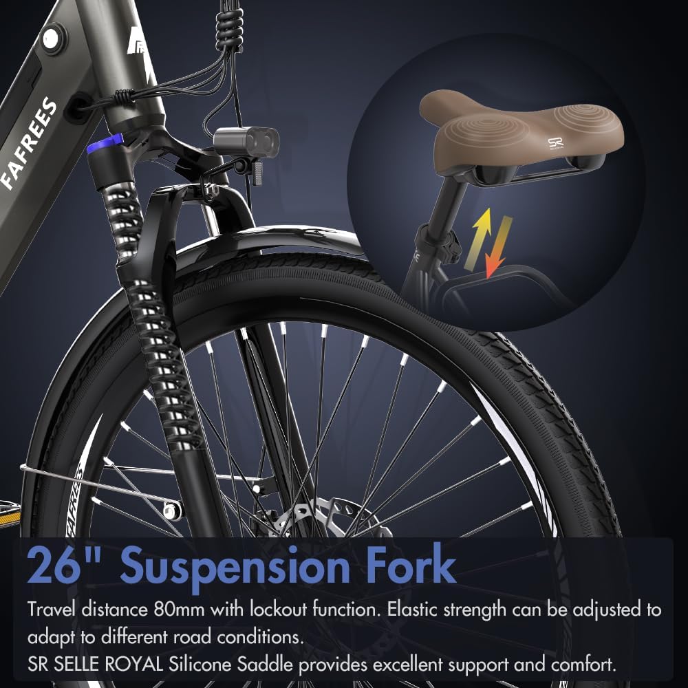 Fafrees F26 PRO Damen E-Bike Herren mit App 26 Zoll Tiefeinsteiger [ Offiziell ] Ebike 36V/14,5AH E Fahrrad, 250W Elektrofahrrad