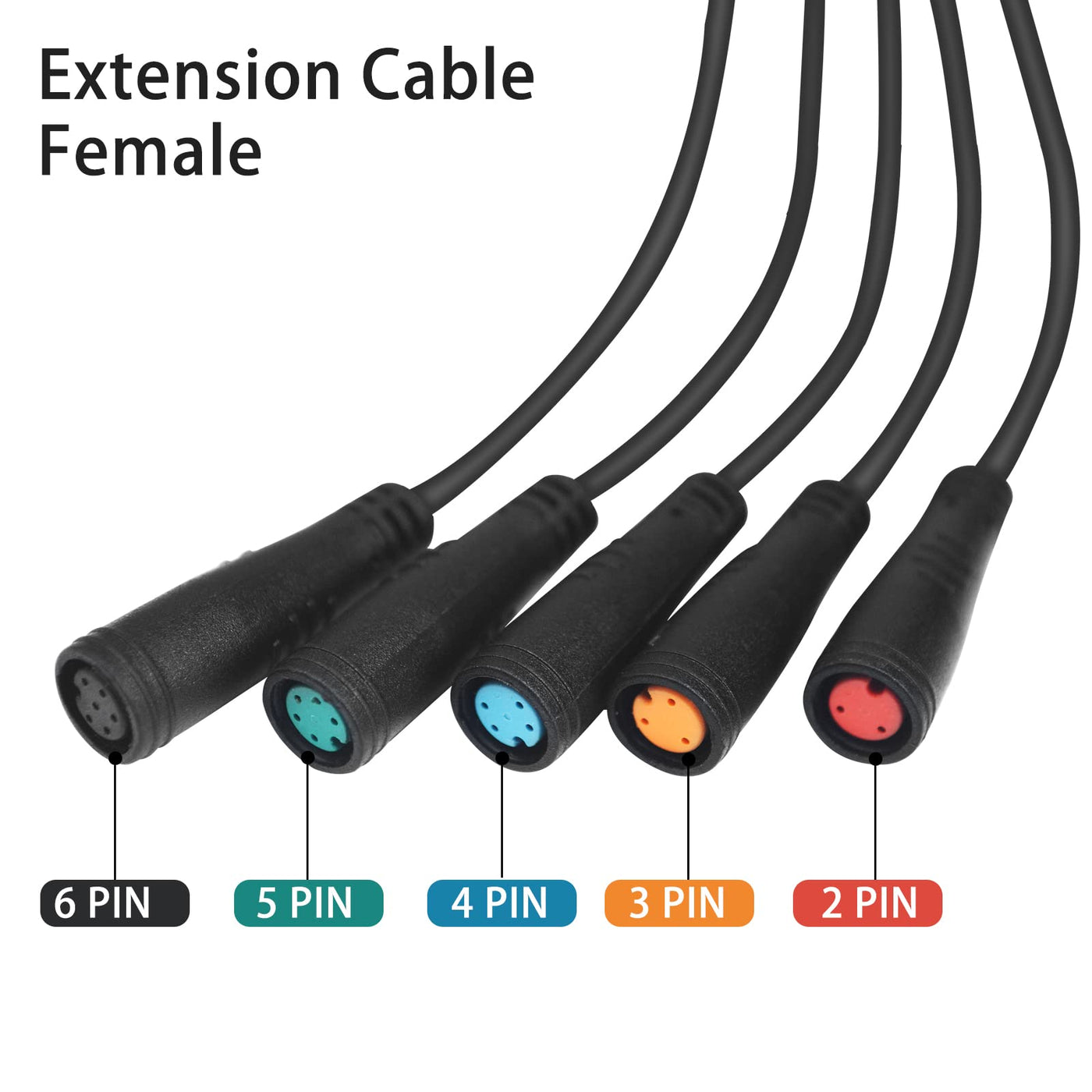 baluoqi Verlängerungskabel 2Pin/3Pin/4Pin/5Pin/6Pin wasserdichter Stecker mit einem einzelnen Stecker DIY Ebike Linie für elektrisches Fahrrad Licht/Ebrake/Anzeige Ebike Teile (3Pin weiblich)