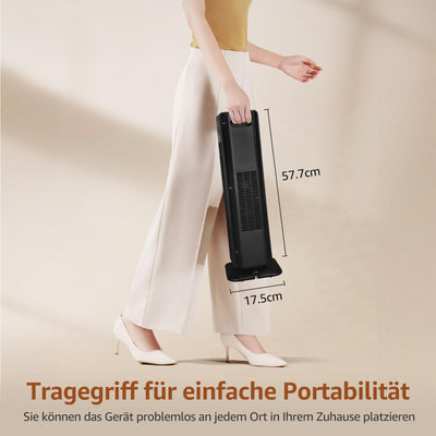 Aigostar Energiesparend Heizlüfter mit Thermostat Heizung, 2000W PTC Keramik Heizlüfter mit Fernbedienung, 70° Oszillation, 4 Modi, 24H Timer, LED-Anzeige, Überhitzungs- & Kippschutz, Schwarz