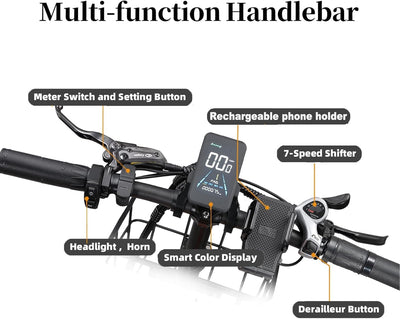 KETELES Klapprad E-Bike Elektrofahrrad 20 Zoll, 48V 35Ah Lithiumbatterie, Faltbares City E-Bike mit 4" Fettreifen, Hydraulische Bremse, für Erwachsene, Herren Damen. (KF9 35A)