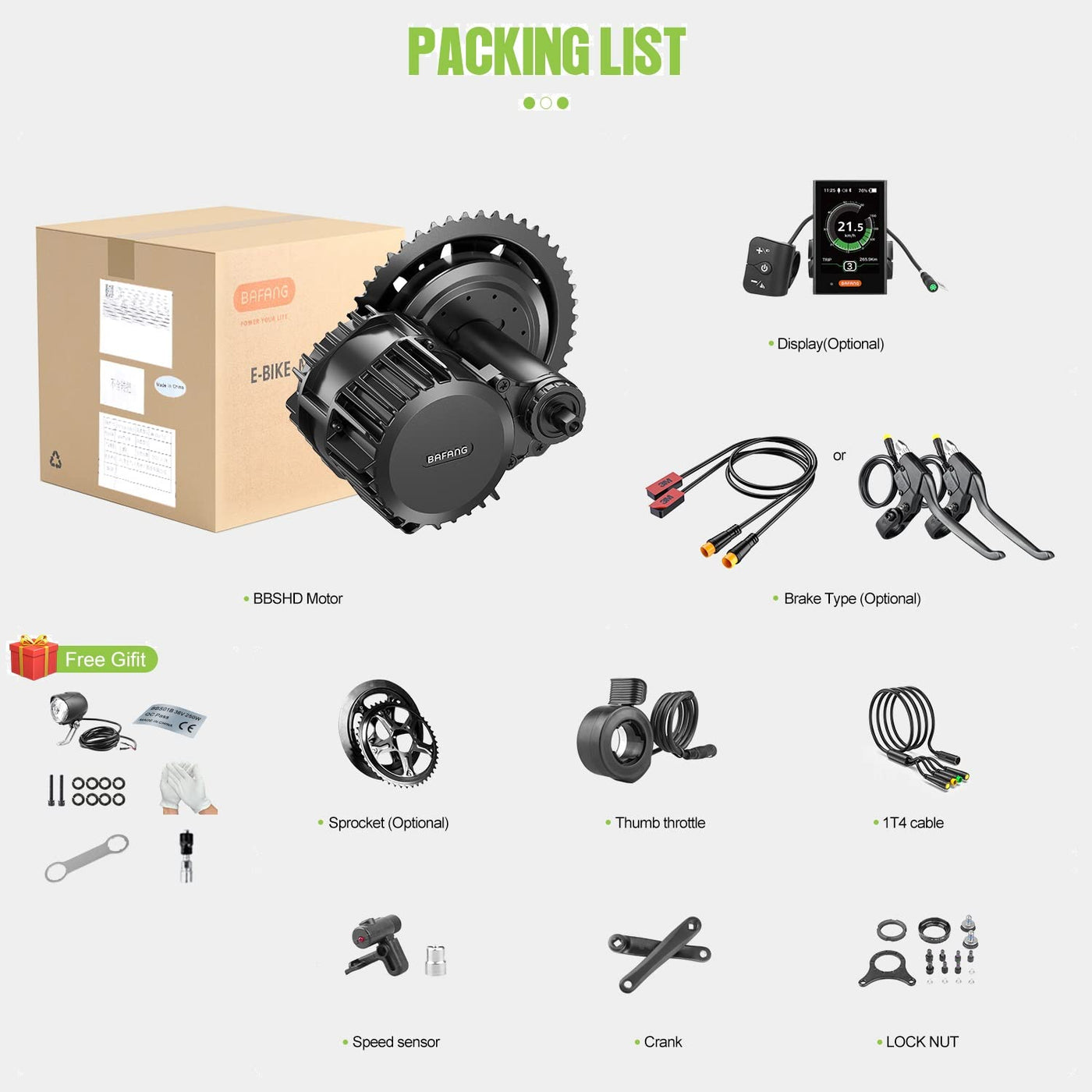 HalloMotor Ebike M615 G320 BBSHD BBS03 48V 1000W/52V 1000W BB 68mm 100mm 120mm Mittelmotor Umbausätze für Moutain Road Bike, Dreirad (52V 1000W BB:68-73mm, P860C)