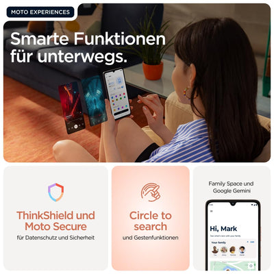 Motorola Moto g06 Smartphone (Kratzfestes 6,88"-HD+-Display Dank Corning Gorilla Glass 3, wasserabweisend, 50-MP-Kamera, 4/256 GB, 5100 mAh, TurboPower-Aufladen) Pantone Arabesque, inkl. Schutzcover