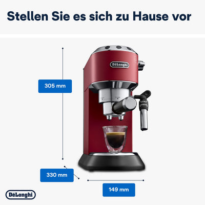 De'Longhi Dedica Style EC 685.W Espresso Siebträgermaschine, Espressomaschine mit Professioneller Milchschaumdüse, nur 15 cm breit, 1 Liter Wassertank, Vollmetallgehäuse, für E.S.E Pads geeignet, Weiß