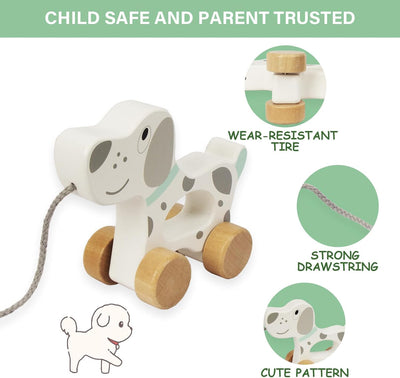 Babyspielzeug Auto, hölzerne ziehen entlang Kleinkind Spielzeug, Entwicklungsspielzeug für 1 Jahr alt Mädchen Junge Geburtstag Geschenk