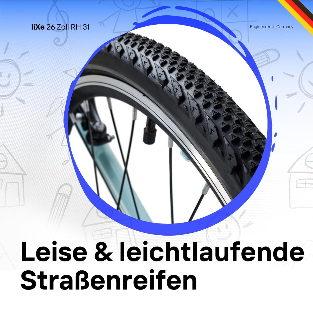 S'COOL liXe 26 Zoll 9-Gang Altus Sky Blue/Blue | Kinderfahrrad | Jugendfahrrad | 26 Zoll | Mountainbike | leichtes Fahrrad | Rahmenhöhe 31 | 9 Gang