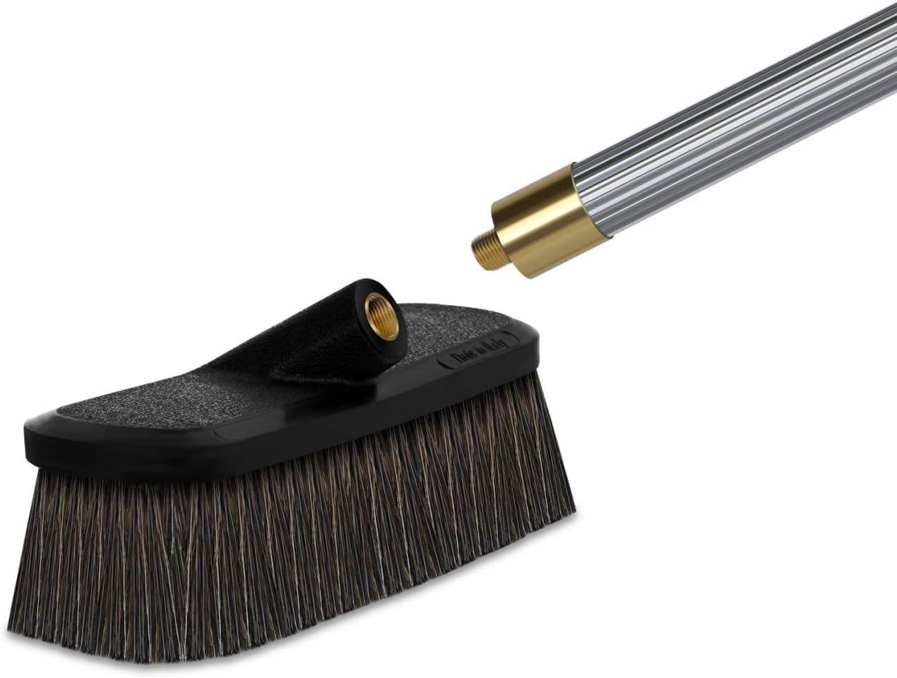 LEWI Waschbürsten-Set Reinigungs-Set Reinigungsbürste Wasch-Bürste Autowäsche Glasflächen-Reinigung (Länge:118 cm Mischhaar mit 1/4 Zoll Gewinde)