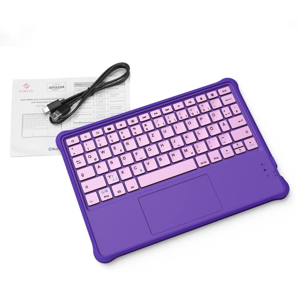 Kabellose Bluetooth-Tastatur „Made for Amazon“ für Kinder, violett, für Fire HD 10 Kids- und Kids Pro-Tablets