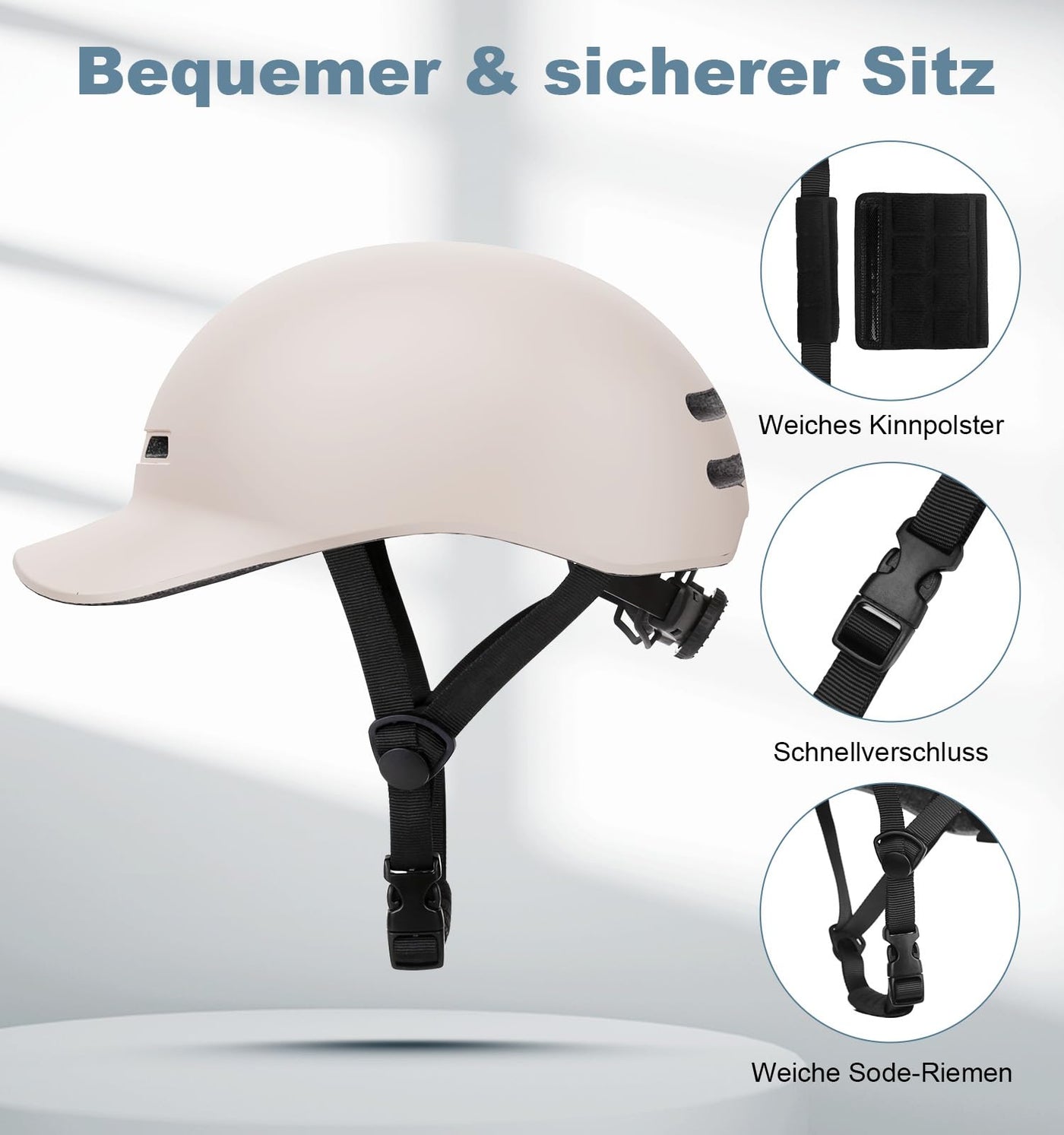 Shinmax Fahrradhelm Herren Damen Erwachsene Cityhelm Urban Radhelm mit Visier Stylischer Fahrradhelm für Frauen Pendeln City Roller Leichtgewicht Einstellbare Rennrad Helm 57-62 cm