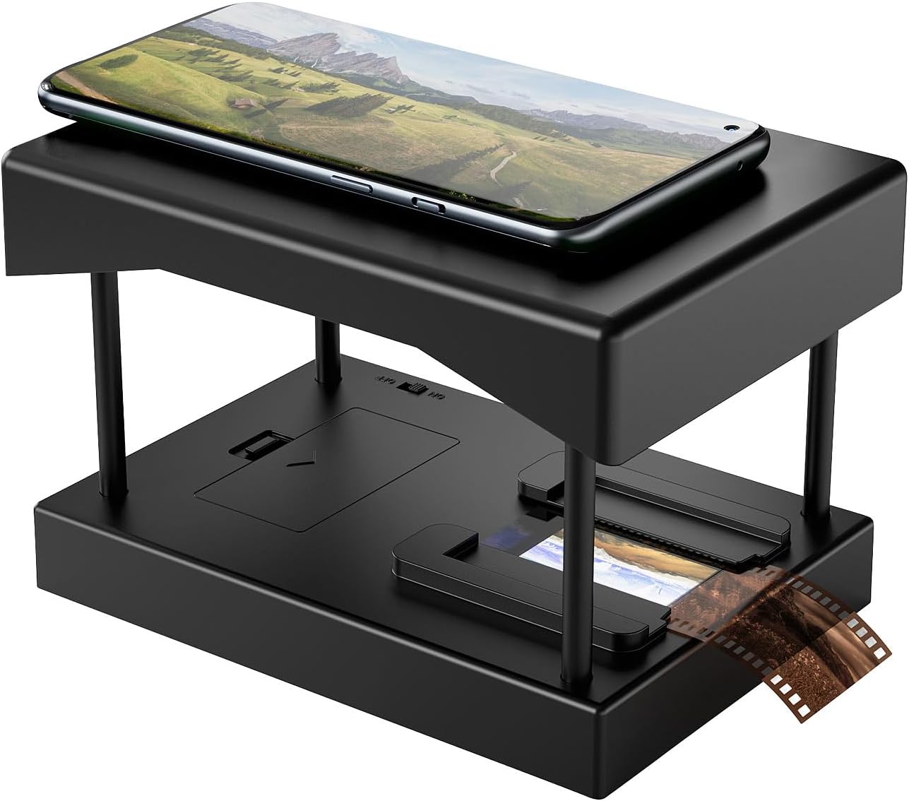 Somikon Dia und Negativ Scanner: 2er-Set Mobile Scanner für 35-mm-Dias & -Negative, LED-Beleuchtung,App (Foto Negativ Scanner, Smartphone Negativ-Scanner)