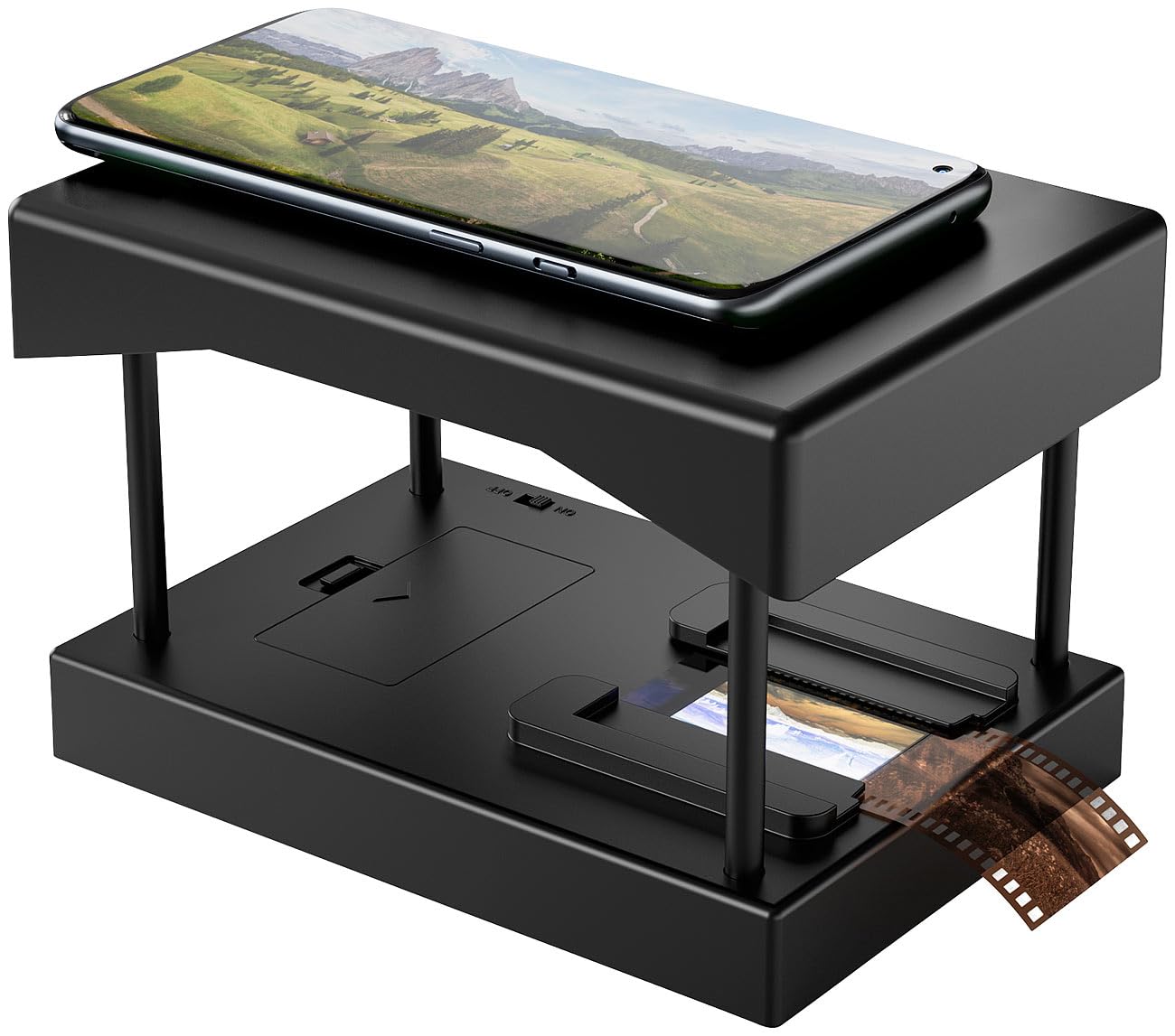 Somikon Dia und Negativ Scanner: 2er-Set Mobile Scanner für 35-mm-Dias & -Negative, LED-Beleuchtung,App (Foto Negativ Scanner, Smartphone Negativ-Scanner)