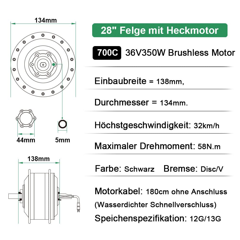 SHIMOST 28 Zoll 700C E-Bike Umbausatz Conversion Kit 36V350W Heckmotor mit 36V13Ah Li-ion Batterie für Hinterrad 8-10 Gang Steckranz Kassette, Integrierte Controller, LCD Anzeige, PAS Sensor