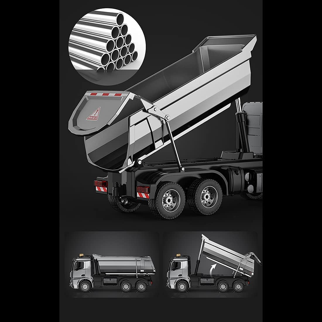 s-idee® E590-003 Mercedes Arocs Rc Dump Truck Metall Kipper 1:20 LKW 10 Kanal Kipplader Double E CADA E-590