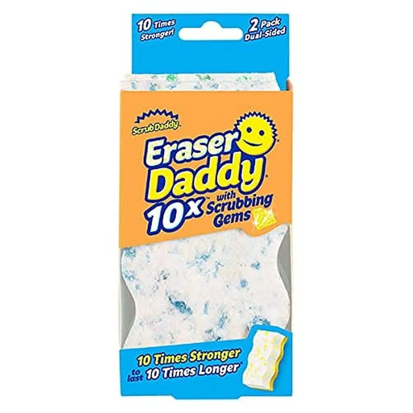 Scrub Daddy Eraser Daddy 10x, Schmutzradierer, Starker & Haltbarer Melamin Schwamm, Doppelseitige Zauberschwamm Schmutzradierer, Allzweckreinigungsschwämme für gestrichene Wände, Blau Doppelpackung