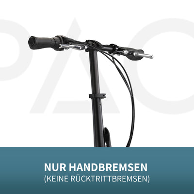 PACTO Seven - Hollandrad Hochwertiges Klappfahrrad 27cm Aluminiumrahmen Bike 20 Zoll Aluminiumräder Bicycle, 3 Speed Shimano Gänge Faltrad Klapprad Fahrrad Klappfahrrad Für Erwachsene Schwarz