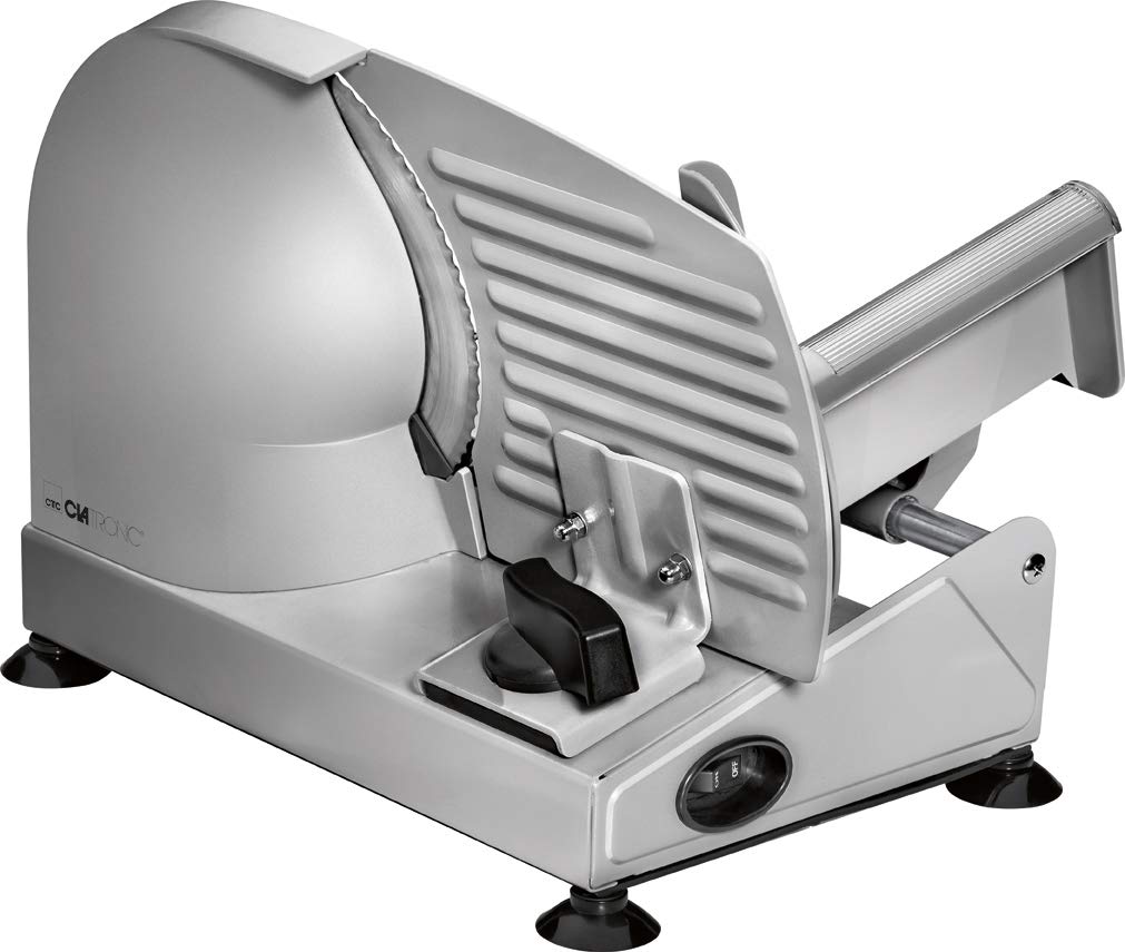 Clatronic® Allesschneider mit Ø 190 mm Edelstahlmesser | elektrische Brotschneidemaschine mit stufenlos einstellbarer Schnittstärke (0–15 mm) | Schneidemaschine mit Metallgehäuse | 150W | MA 3585