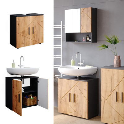 Vicco Waschbeckenunterschrank Irma, Anthrazit/Eiche, 60 x 59 cm