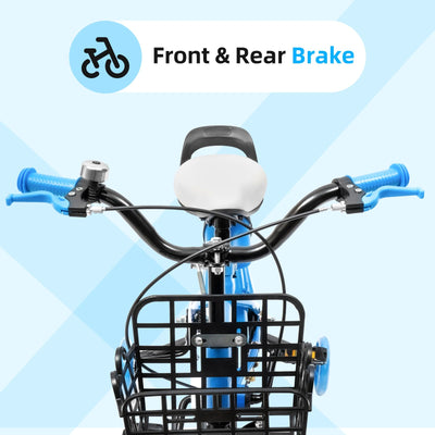 OUKANING Kinderfahrrad 12 Zoll Fahrrad für Kinder Junge Mädchen Kinderrad Blau Fahrrad zum Geburtstag, Weihnachten, Nikolaus, Ostern Geschenk für Jungen