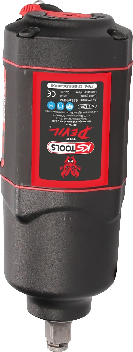 KS Tools THE DEVIL Schlagschrauber Druckluft 515.1200 I Druckluft Schlagschrauber mit praktischem Umschalthebel L/R I Hochleistungs-Doppel-Hammer-Schlagwerk