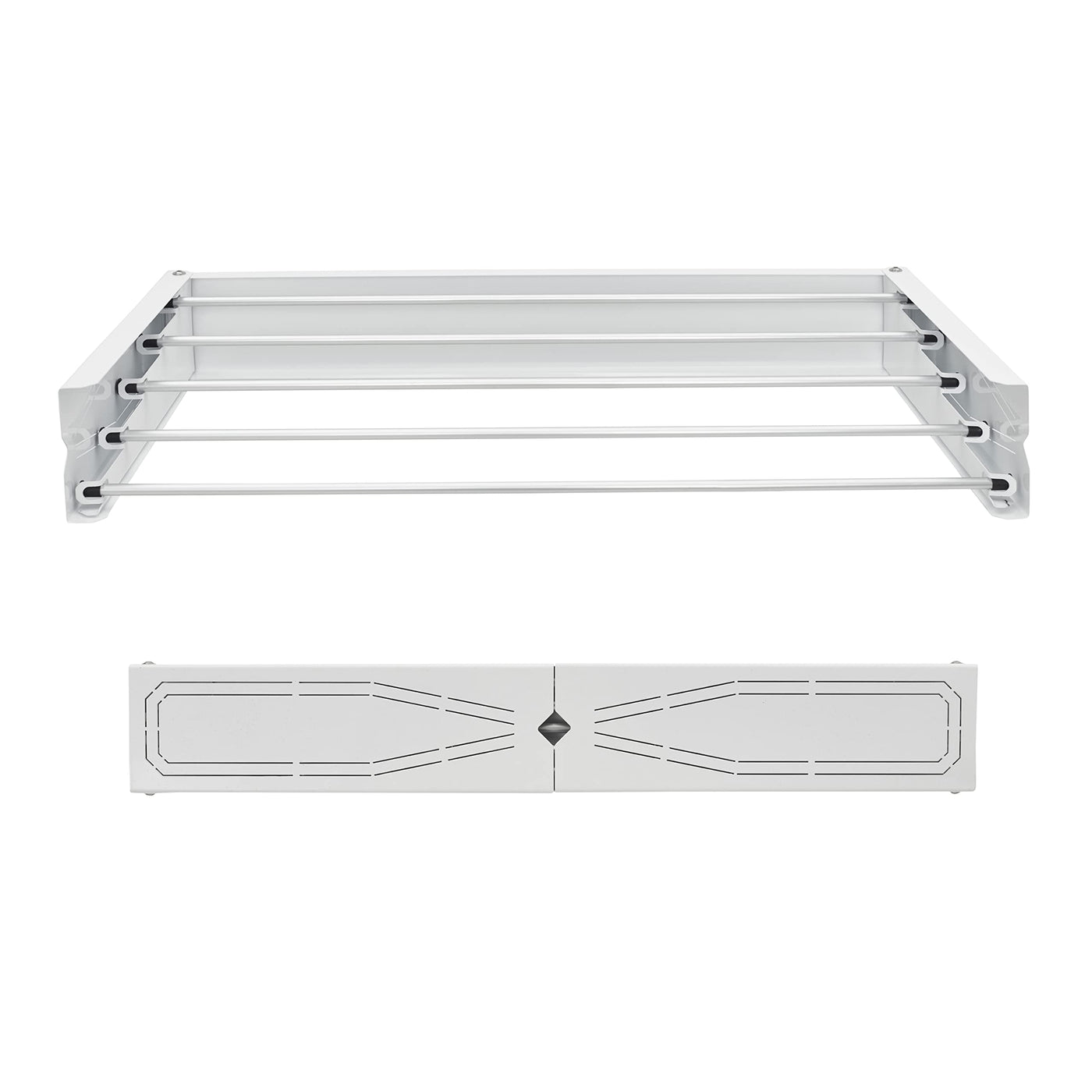 HomeArt Wäscheständer zur Wandmontage, 75 cm, einziehbarer Wäscheständer, faltbarer Wäschetrockner, Innen- und Außenbereich, kompaktes gemustertes Design, 20 kg Tragkraft, Weiß