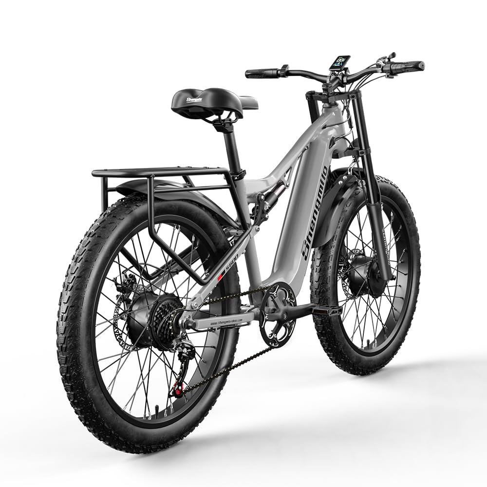shengmilo S600 Doppelmotor Elektro-Mountainbike, 48V17.5AH Batterie 7 Gang Ölbremse ebike, Dual Shock Elektrofahrrad, DREI Fahrmodi