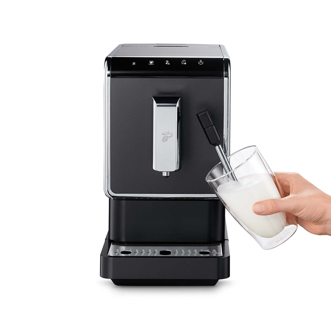 Tchibo Kaffeevollautomat Esperto Latte mit Milchaufschäumfunktion für Caffè Crema, Espresso und Milchspezialitäten, Anthrazit