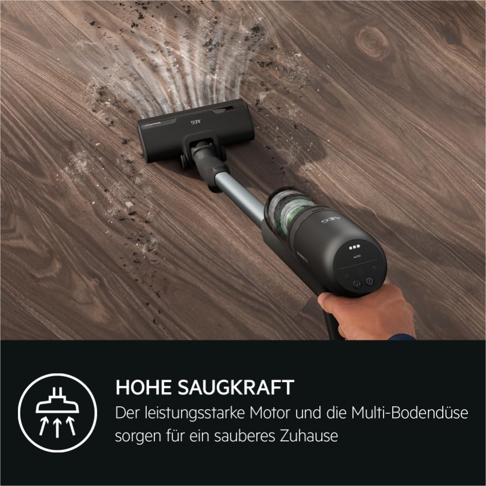 AEG ULTIMATE 7000 ÖKO AP71UB14AM Akku-Staubsauger/extra kraftvoll/ultraleicht 2,2 kg/70 % Recyclingmaterial/bis zu 40 Min. Laufzeit/120m²/5-Stufige Filtration/alle Böden/Automatik, Matte Black