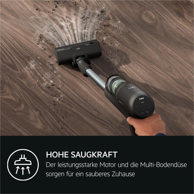 AEG ULTIMATE 7000 ÖKO AP71UB14AM Akku-Staubsauger/extra kraftvoll/ultraleicht 2,2 kg/70 % Recyclingmaterial/bis zu 40 Min. Laufzeit/120m²/5-Stufige Filtration/alle Böden/Automatik, Matte Black