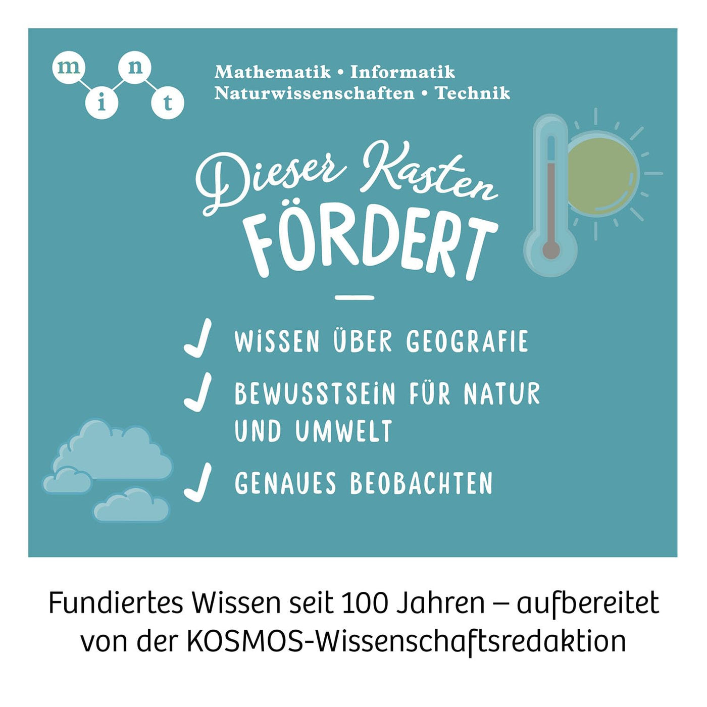 KOSMOS 636142 Wetterstation, Erforsche Wetter und Klima, mit Windmesser, Kompass und Thermometer, Experimentierkasten für Kinder ab 8 Jahre,