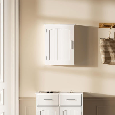EUGAD Hängeschrank Bad, hängender Badezimmerschrank Badschrank Arzneischrank Medizinschrank, Wandschrank mit Tür, verstellbare Ablage, Weiß, 40x51x17 cm