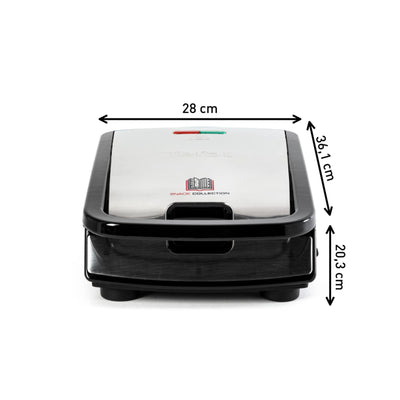 Tefal SW852D Snack Collection, Sandwich, Waffelmaker, Antihaftbeschichte Platten, Spülmaschinengeeignet, 700W, 37.01x29.01x21.01cm, Schwarz/Silber