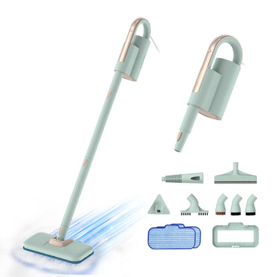 Newbealer Dampfreiniger 2-in-1 mit abnehmbarem Handdampfreiniger, 1200 W, 3 einstellbare Dampfstufen, Teppichgleiter, 7 Zubehörteile und 2 Mikrofasertücher, für Boden und Teppich
