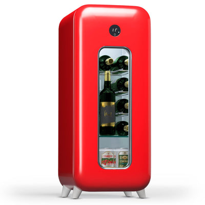 Klarstein Freistehender Weinkühlschrank 1 Zone, Getränkekühlschrank Klein, Kleiner Weinschrank, Wein-Kühlschrank Klein mit Glastür, Indoor/Outdoor Flaschenkühlschrank, Wine Fridge, 15 Flaschen