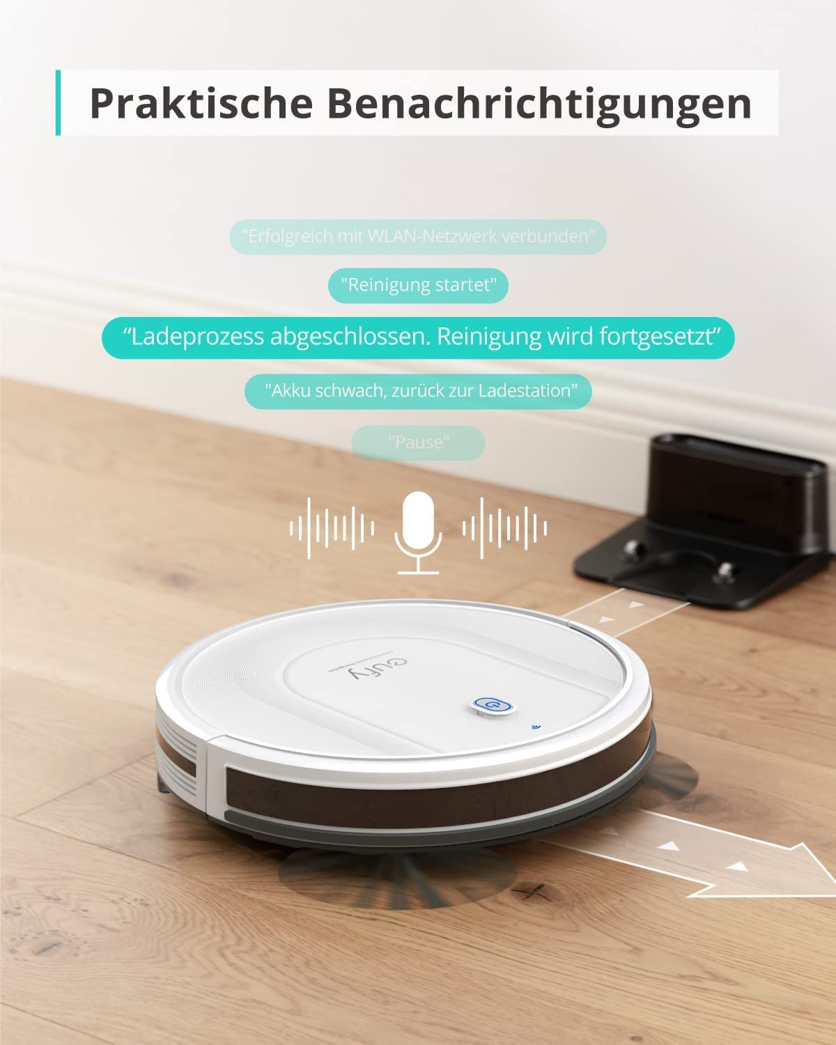 eufy Saugroboter mit Wischfunktion, RoboVac G10 Hybrid, Smart Dynamic Navigation, 2-in-1 Sauger & Wischmopp Roboterstaubsauger, 2000Pa Saugkraft, Selbstaufladend(Weiß)(Generalüberholt), böden