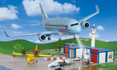 siku 5402, Verkehrsflugzeug mit Zubehör, Kunststoff, Hellblau, Viele Funktionen, Kombinierbar mit siku-Modellen in unterschiedlichen Maßstäben