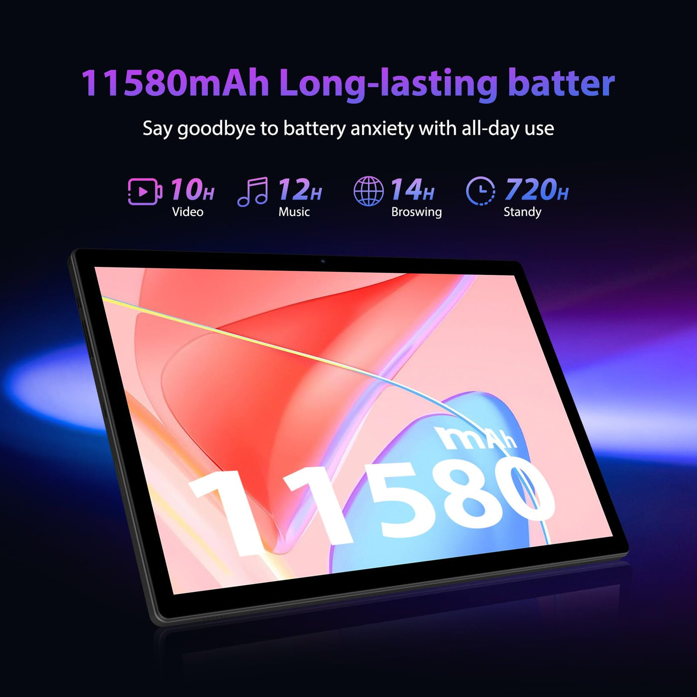 FORUSER Tablet 14 Zoll Android 14 mit Incell 2K Tablets, 36(12+24) GB RAM +256GB ROM (2TB TF), 11580mAh Akku, Octa-Core, 4G Dual SIM/5G WiFi/GPS,mit Stift und Hülle(Schwarz)