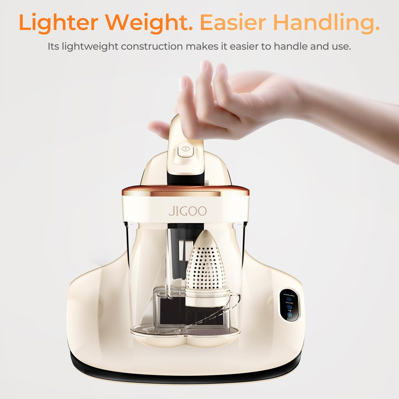 JIGOO S100 Milbensauger, Milbenstaubsauger für Matratzen mit Staubmilben-Sensor, intelligenter LED-Anzeige, Vibration, UV-C Licht, Ultraschall, Antimilben-Staubsauger entfernt 99,9%, für Allergiker