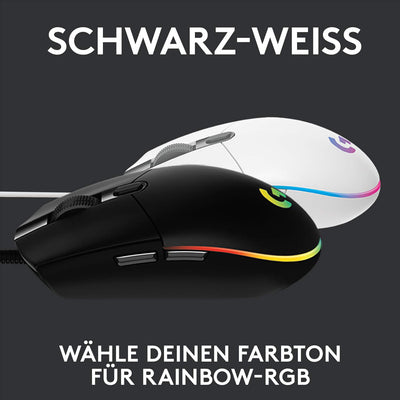 Logitech G203 Gaming-Maus mit anpassbarer LIGHTSYNC RGB-Beleuchtung, 6 programmierbare Tasten, spieletauglicher Sensor, Abtastung mit 8.000 DPI, Geringes Gewicht - Schwarz
