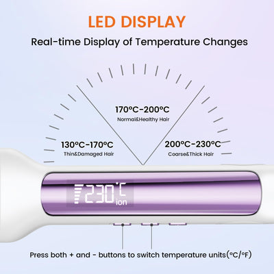 Faszin Professionelles Ionen Glätteisen, 42mm Breite Titanplatten Haarglätter für einen glatten Stil, weniger Haarbruch, 30s Schnelles Aufheizen, 11 Temperatureinstellungen, 130°C-230°C